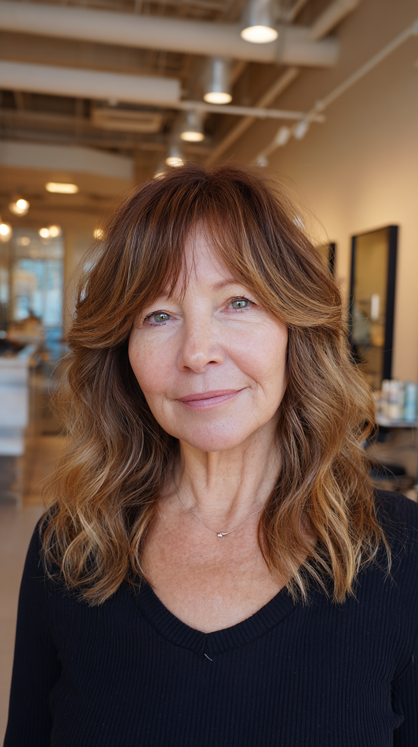 Beautifully Layered Boho Shag for Mature Women