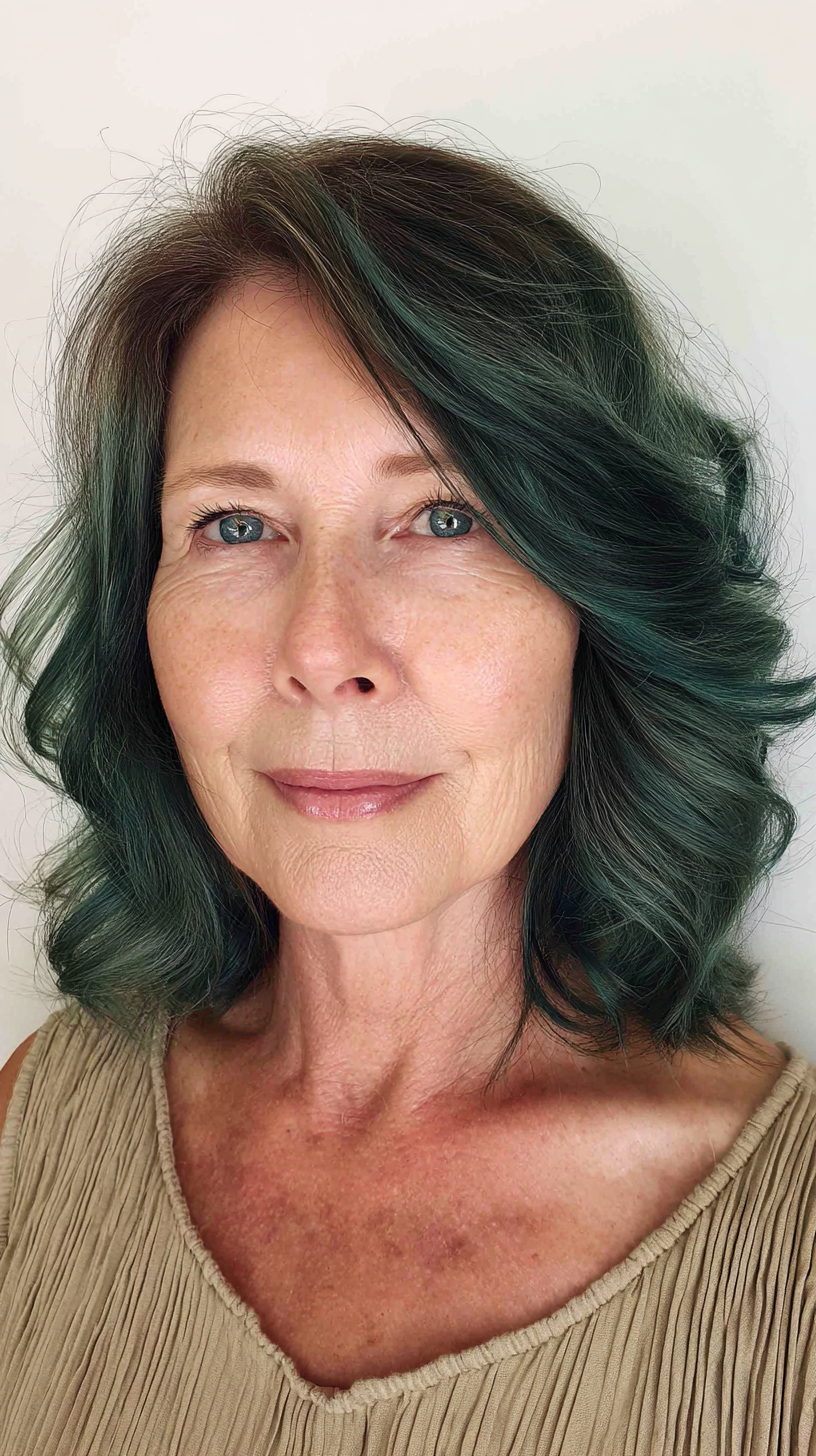 Bold Emerald Shag with Soft Waves