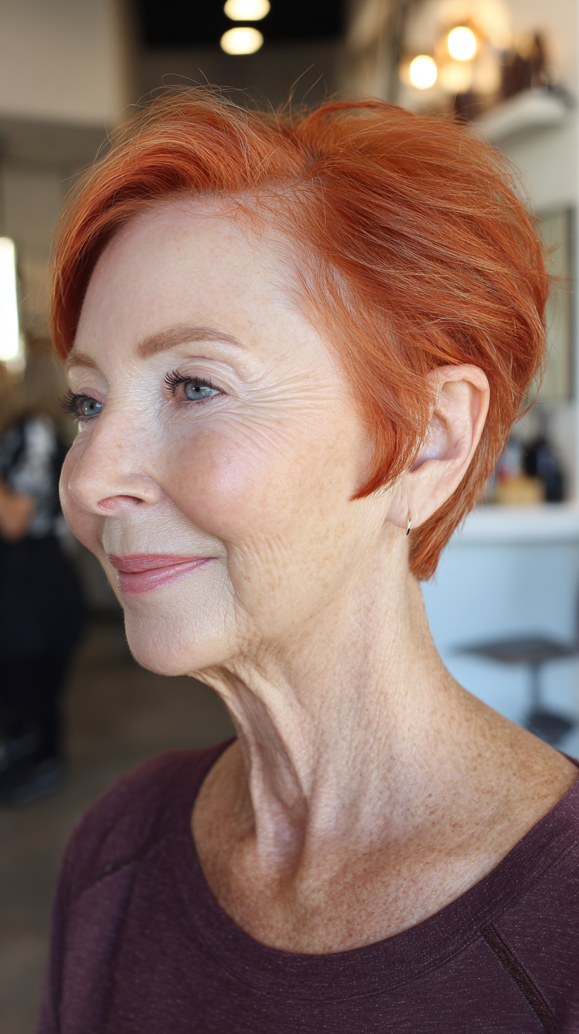 Bold Textured Pixie with Fiery Copper Undertones