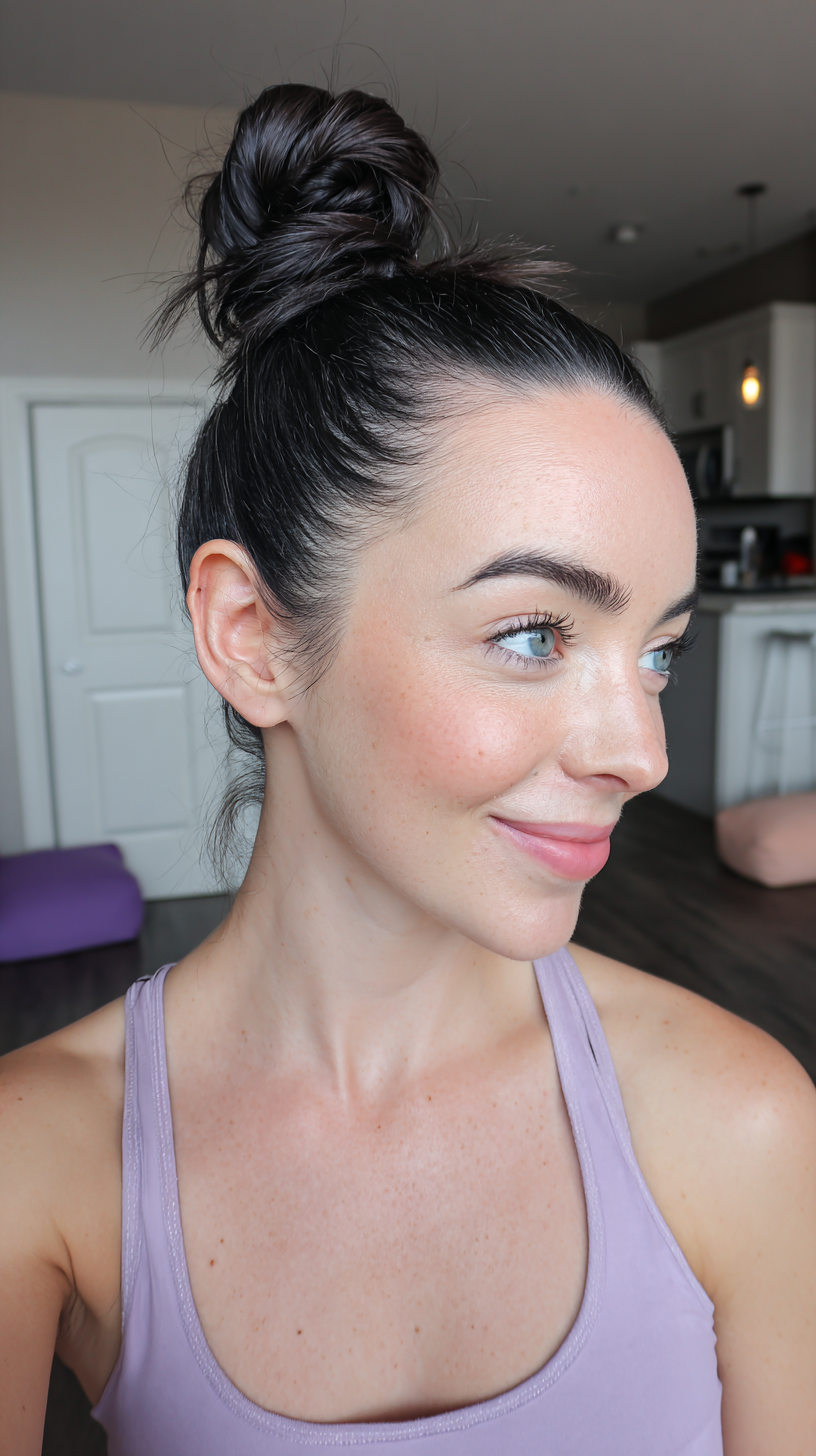 Casual High Bun with Loose Face-Framing Strands