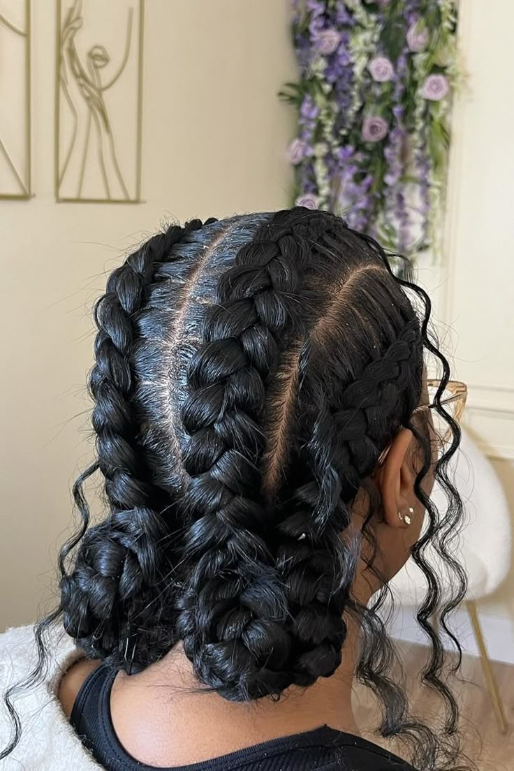 Charming Double Dutch Braids with Playful Loose Curls