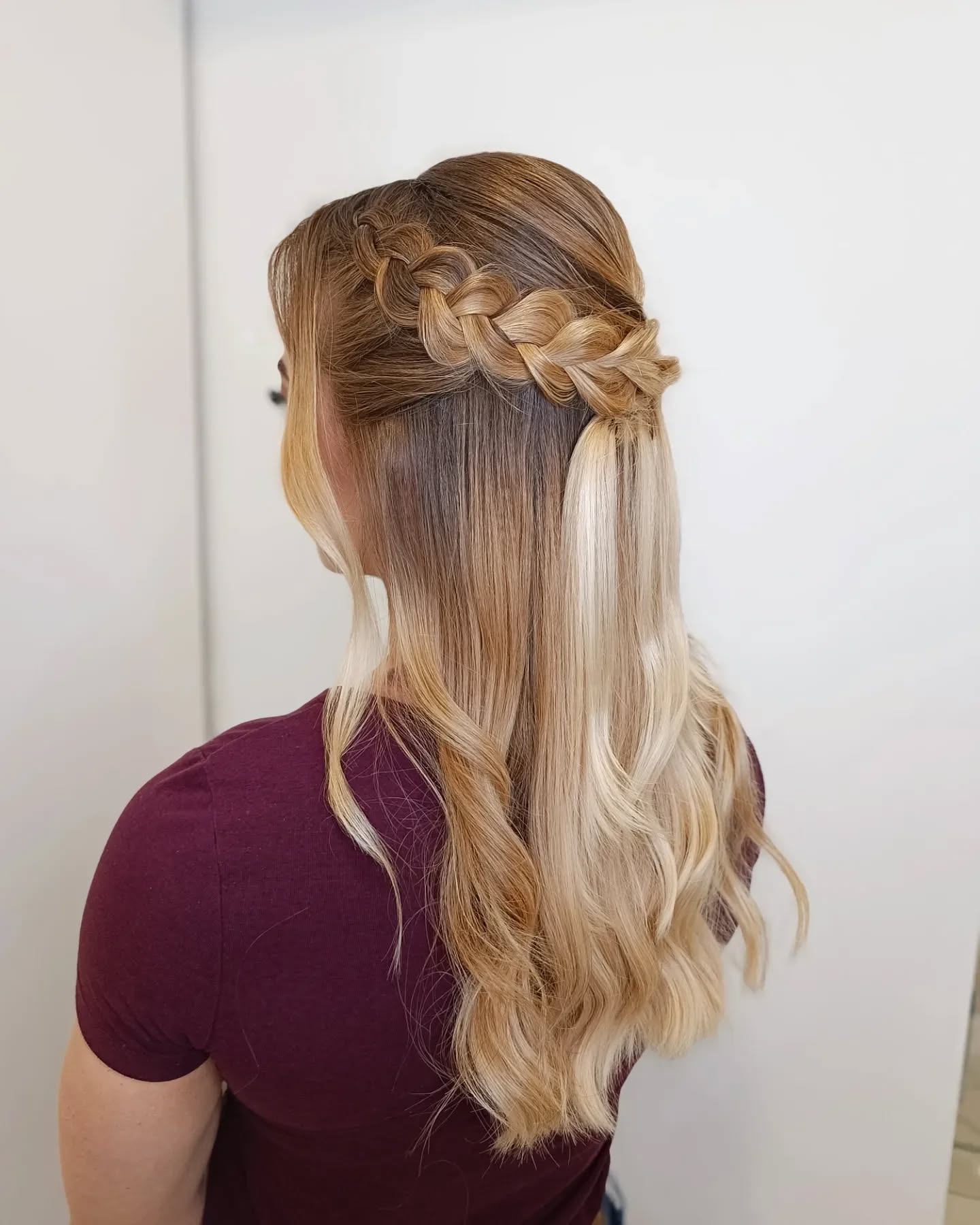 Charming Half-Up Dutch Braid with Cascading Waves