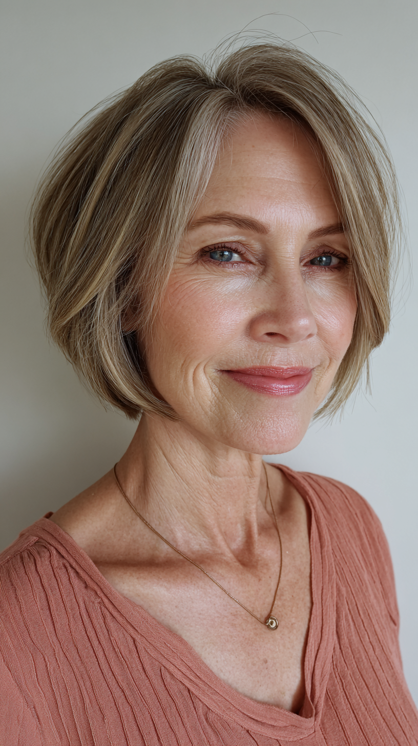 Chic Asymmetrical Blunt Bob with Soft Highlights