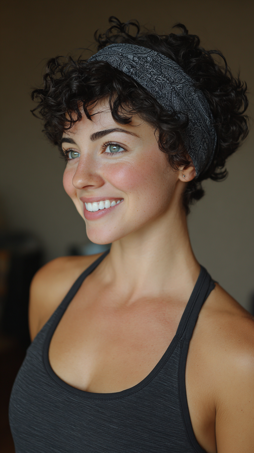 Chic Curly Crop with Stylish Headband