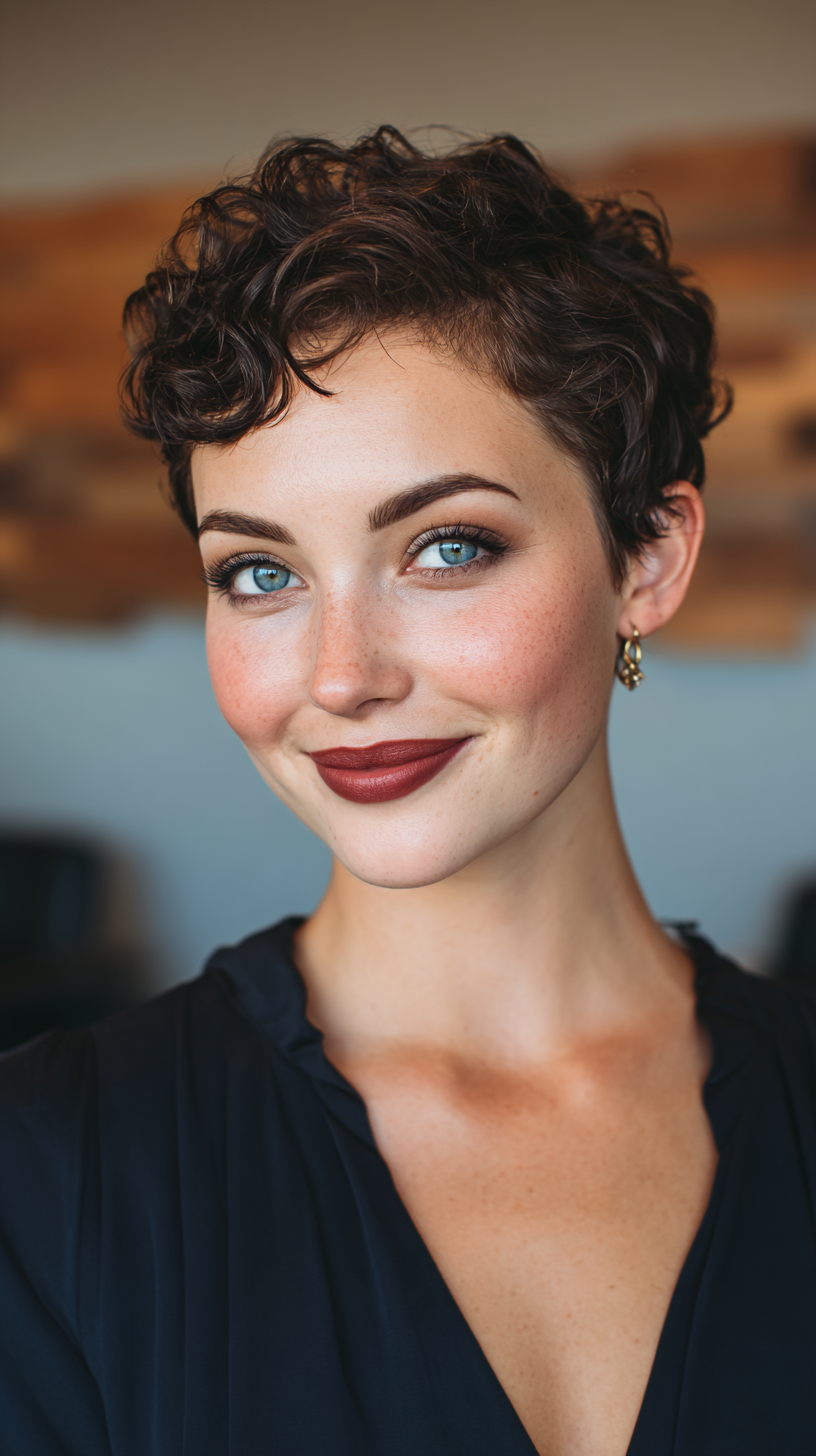 Chic Curly Short Cut with Textured Layers