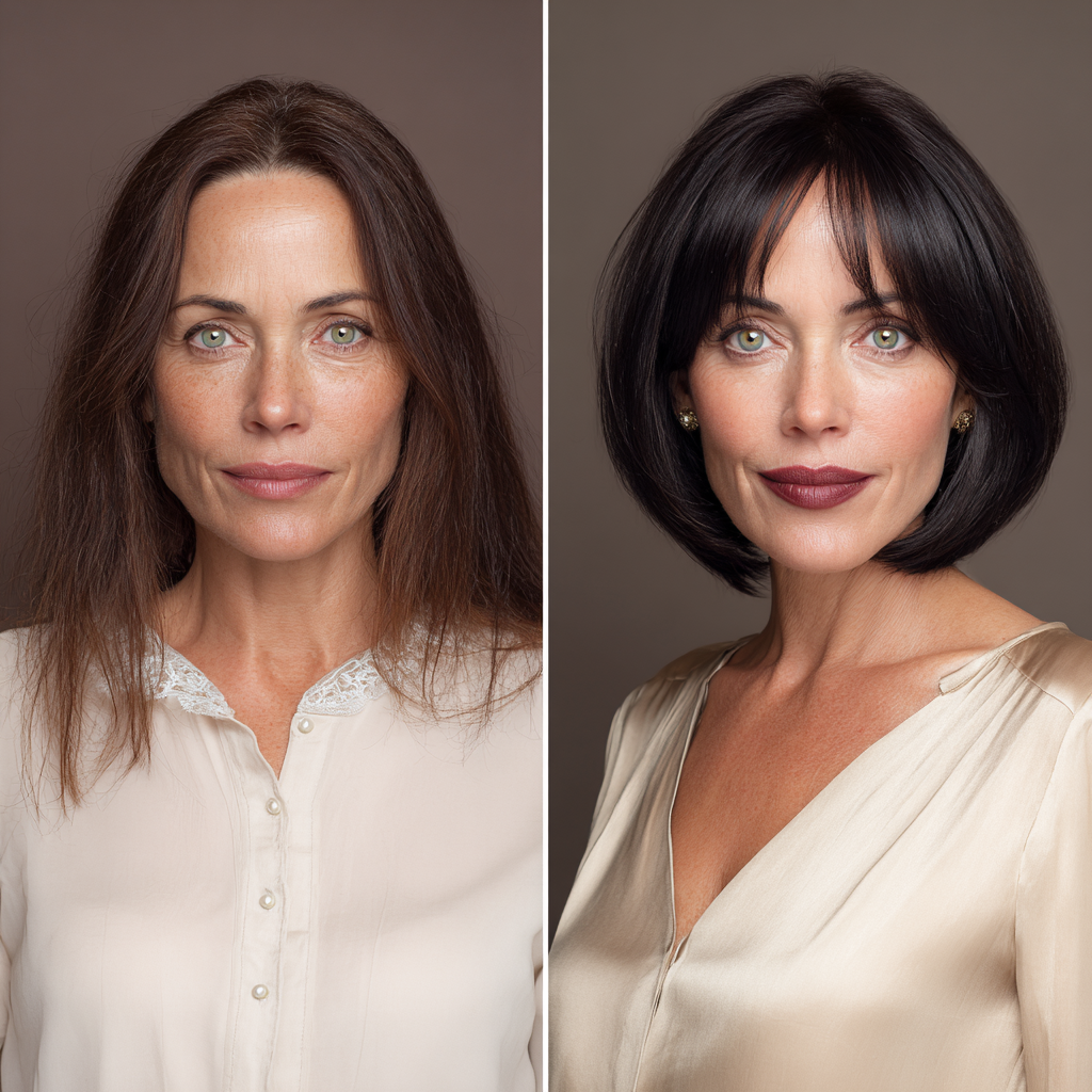 Chic Dark Bob with Face-Framing Layers
