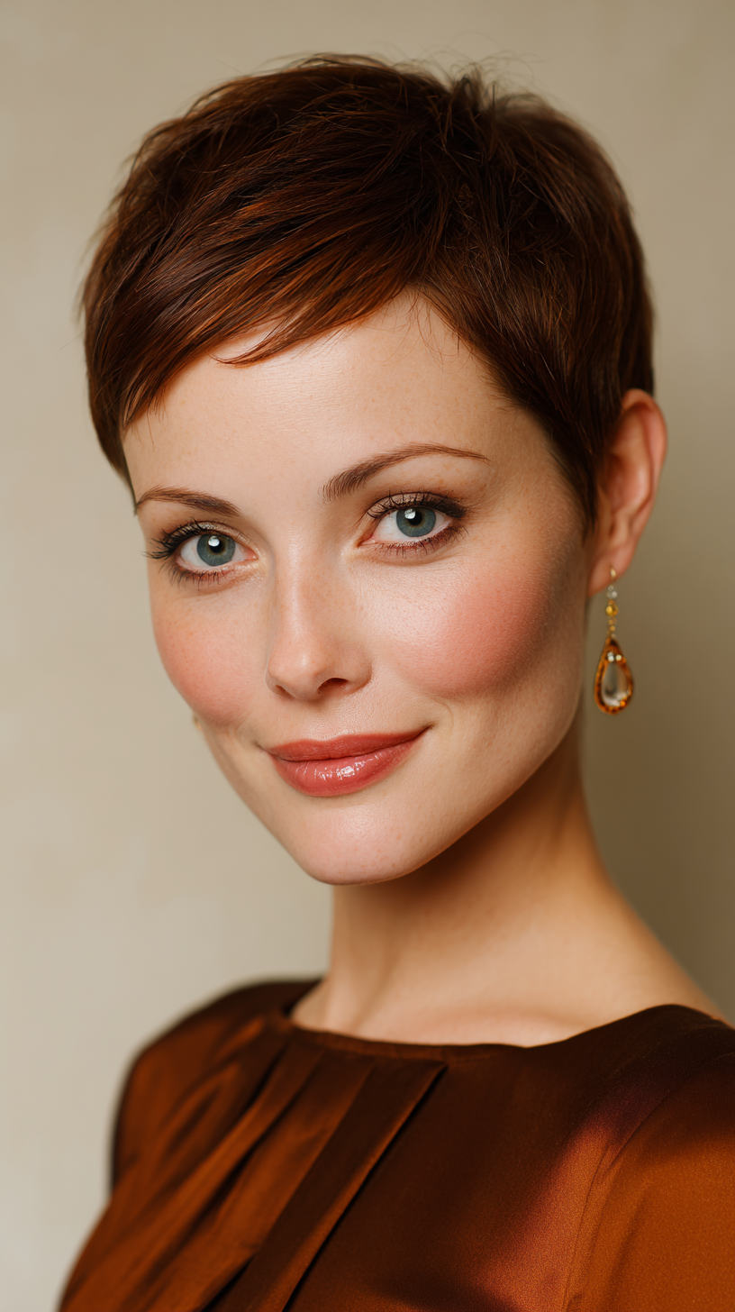 Chic Short Copper Pixie Cut with Textured Layers
