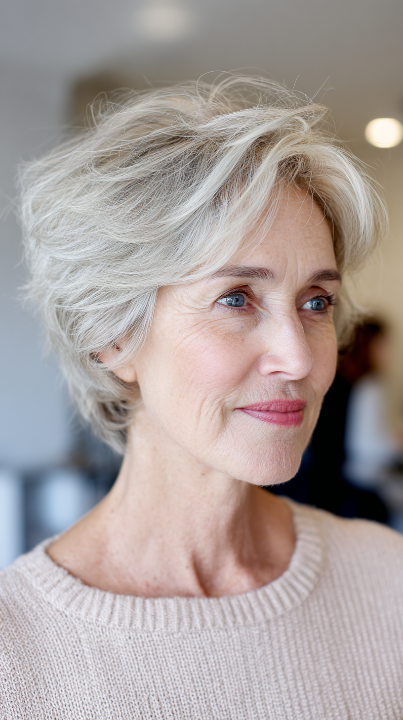 Chic Softly Layered Silver Shag
