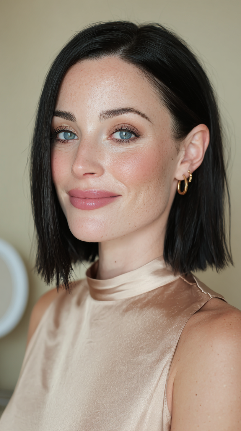 Chic Textured Black Bob with Subtle Movement
