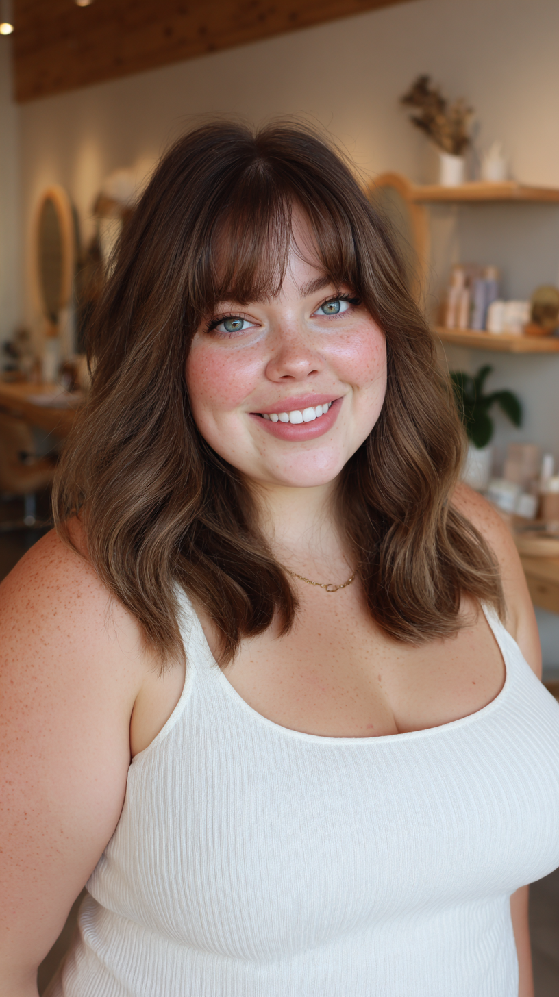 Chic Textured Long Cut with Soft Bangs