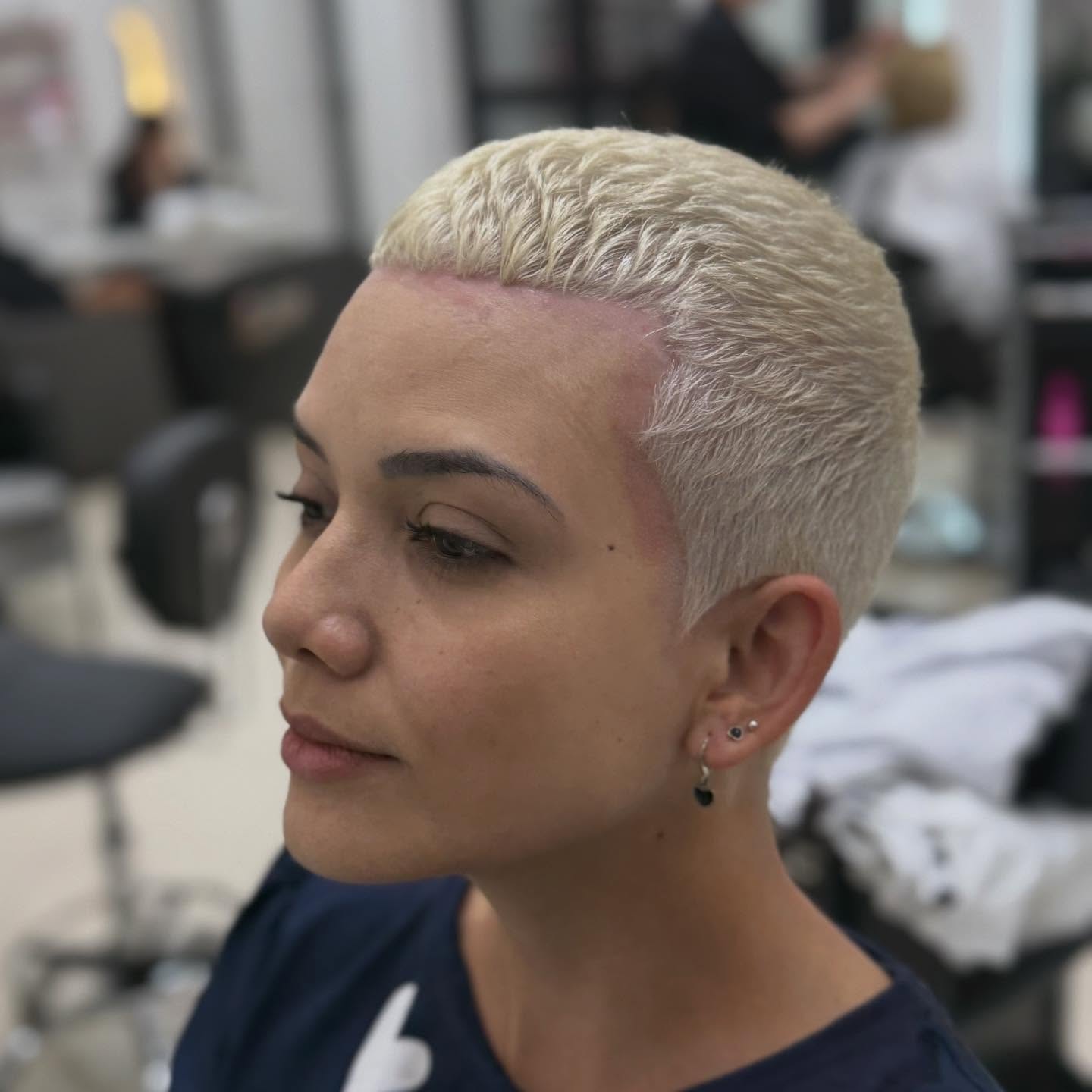 Chic Textured Platinum Buzz Cut