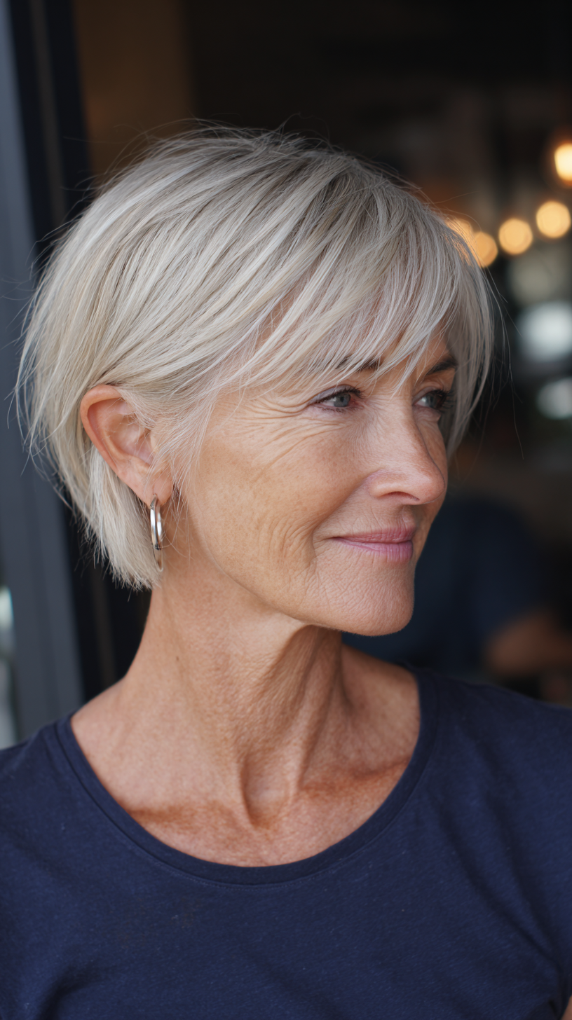 Chic Textured Silver Bob with Subtle Layers