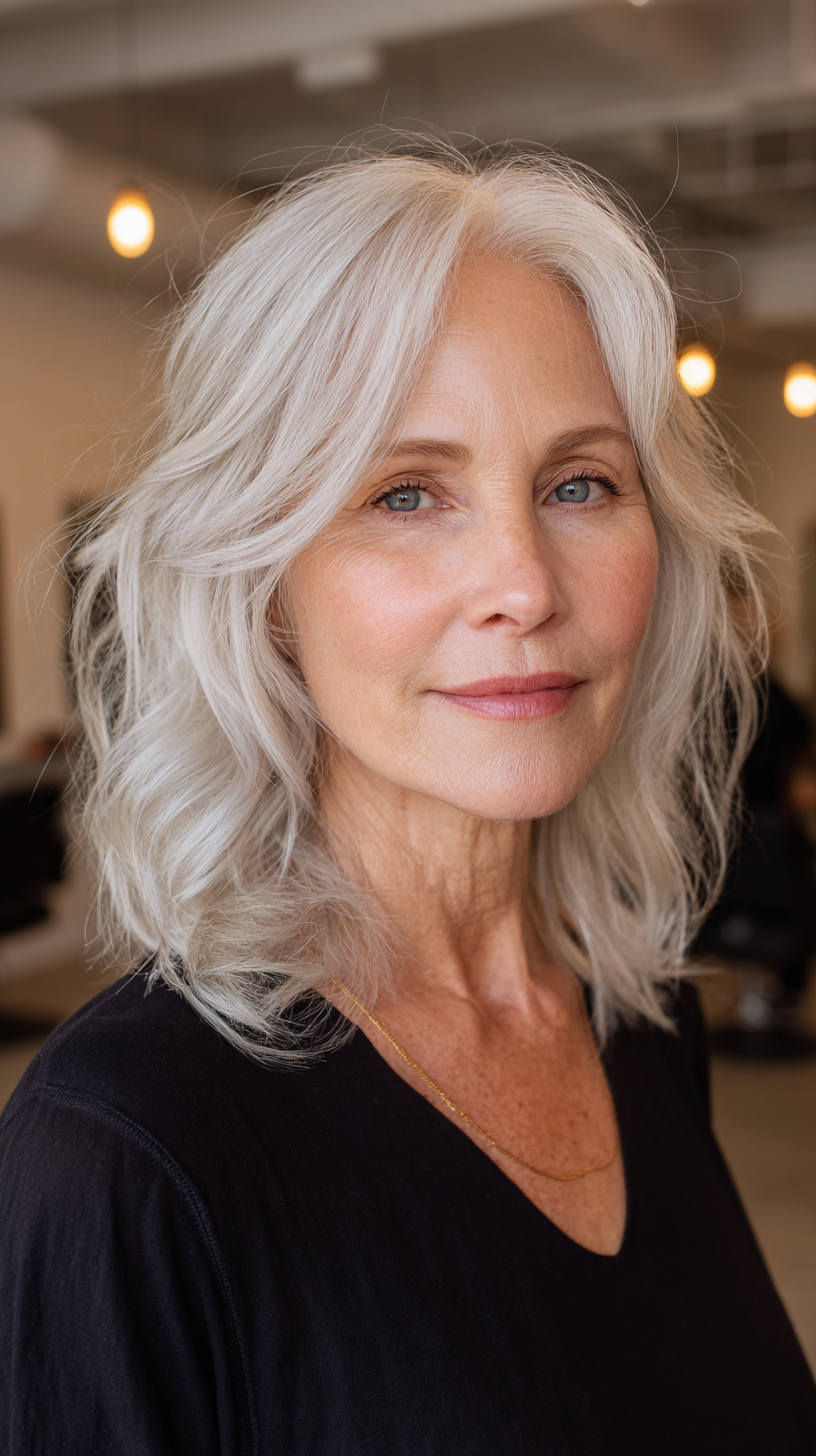 Chic Textured Silver Boho Shag for Women Over 60
