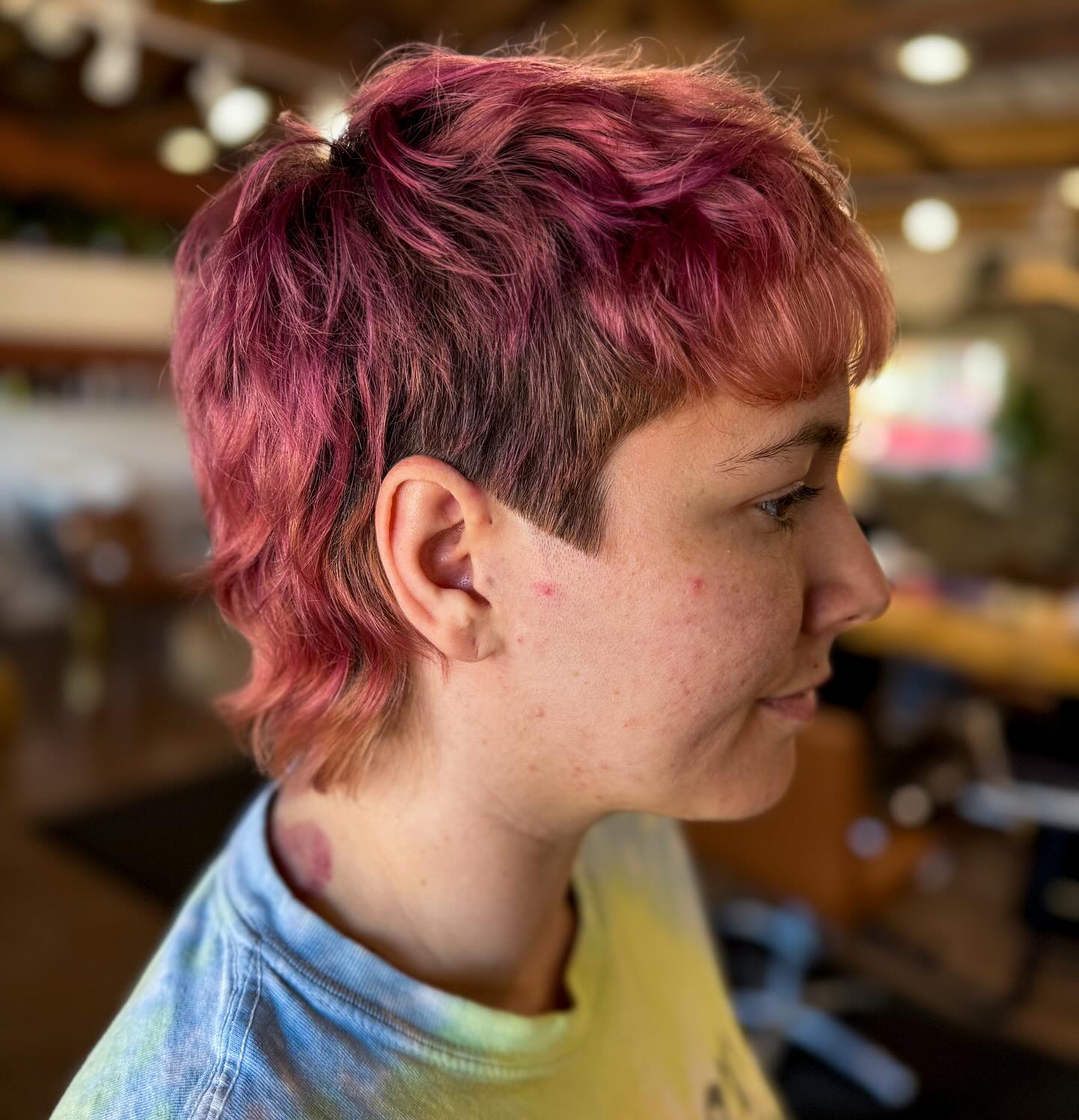 Dynamic Textured Mullet with Bold Color