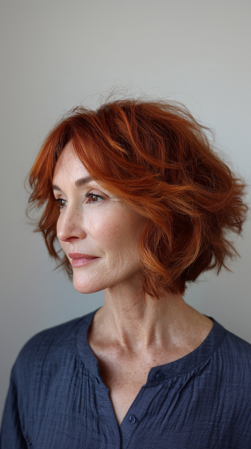 Dynamic Textured Shag with Lively Copper Hues