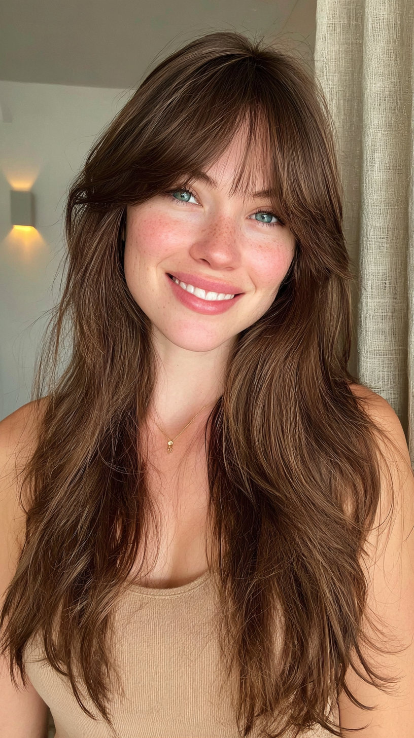Effortless Long Layered Cut with Fringe