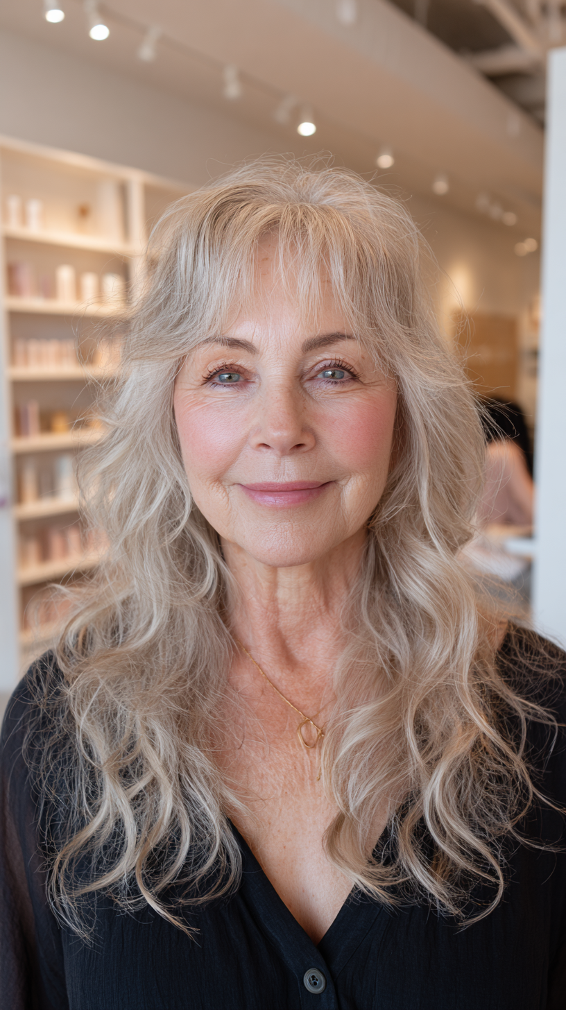 Effortlessly Chic Long Boho Shag for Women Over 60