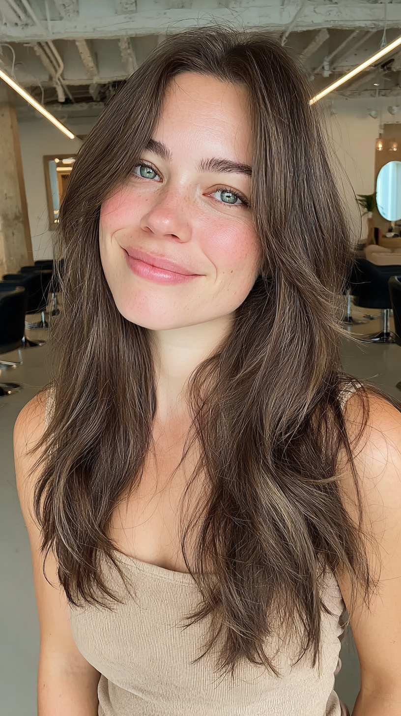 Effortlessly Chic Long Layered Cut with Subtle Face-Framing Layers