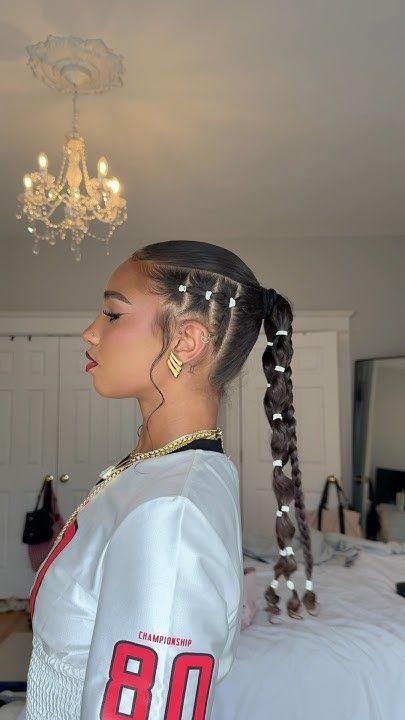 Elegant High Ponytail with Decorative Beads