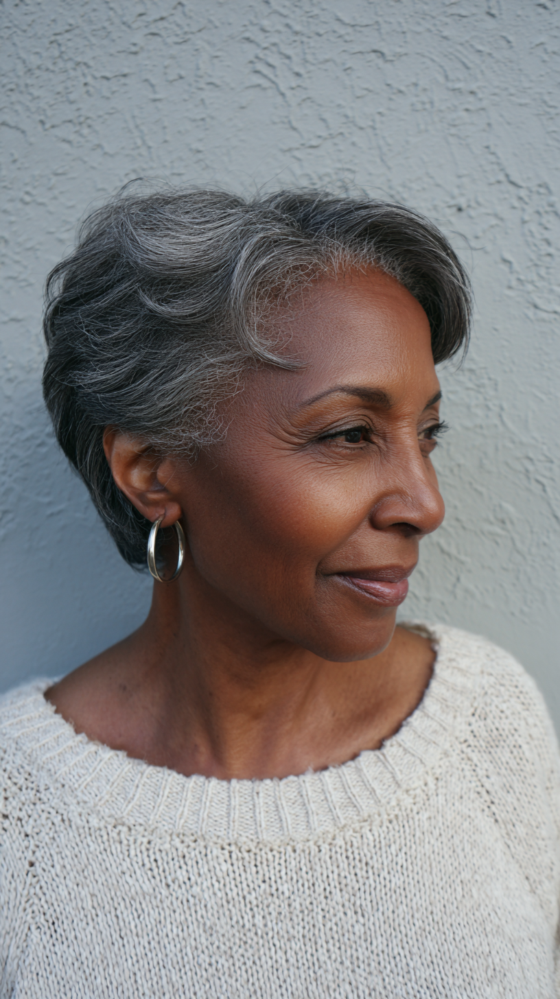 Elegant Silver Shag with Soft Waves