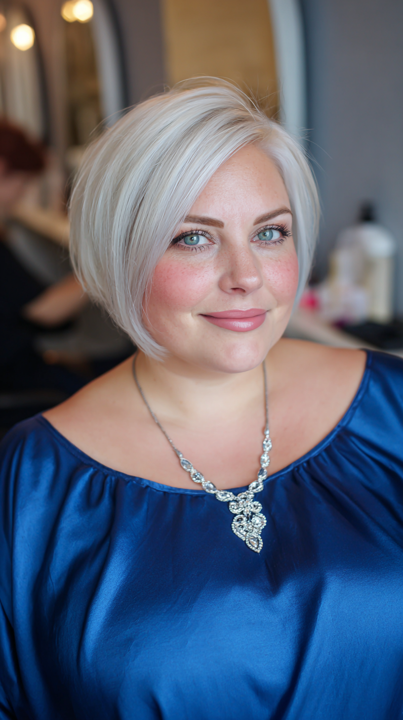 Elegant Textured Silver Bob with Soft Layers