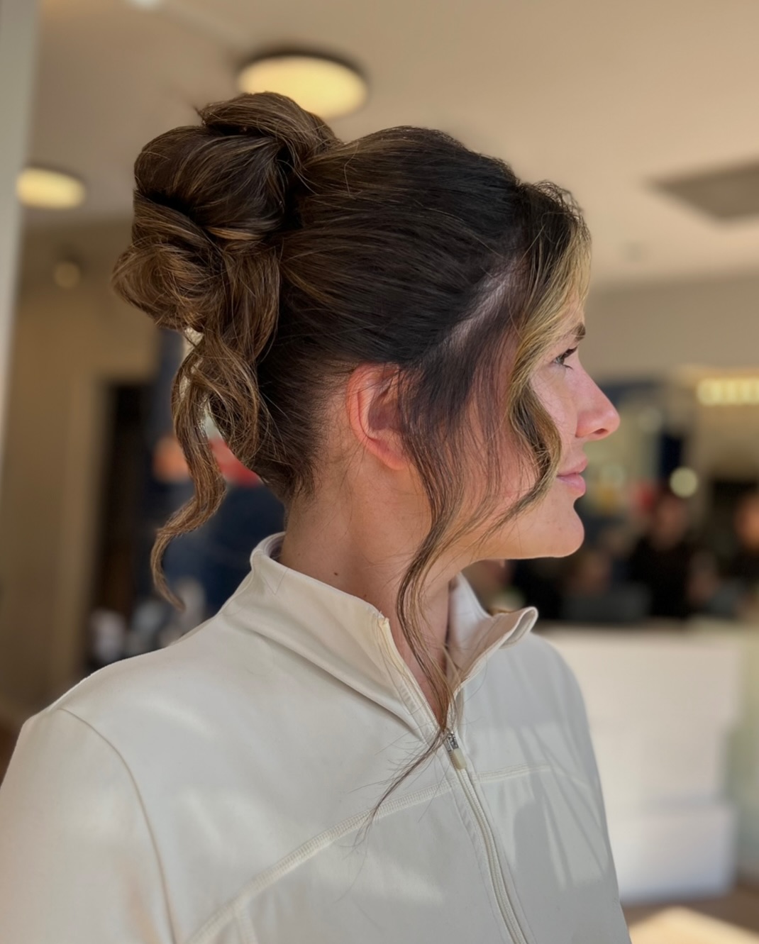 Elegant Textured Updo with Soft Face-Framing Curls
