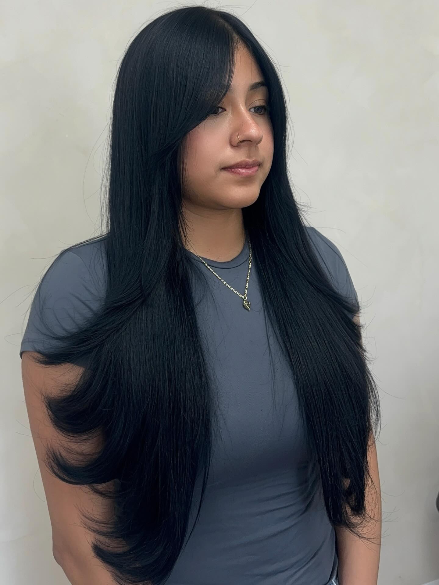 Glossy Long Layered Cut with Face-Framing Pieces