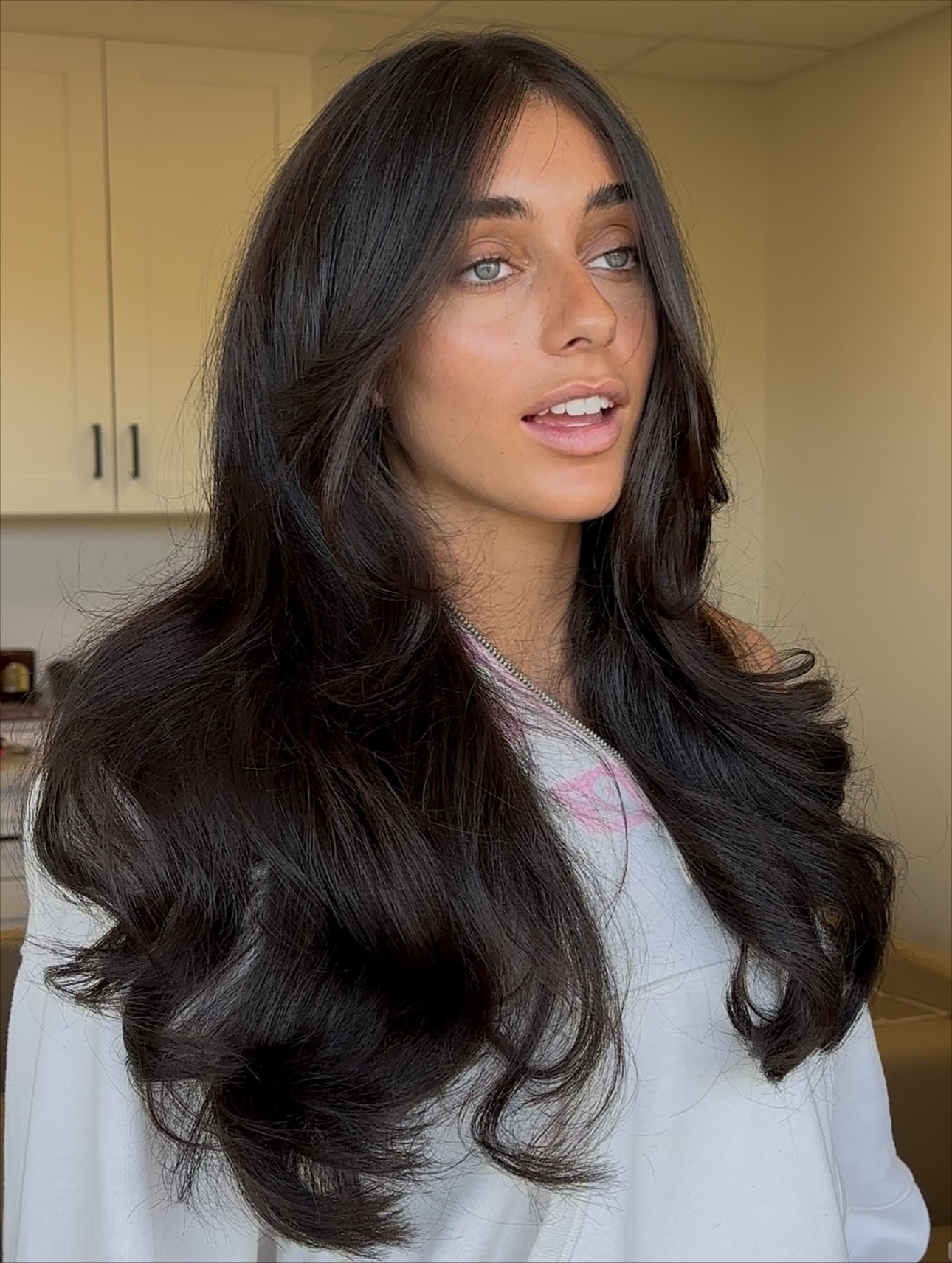 Glossy Long Layered Cut with Soft Volume