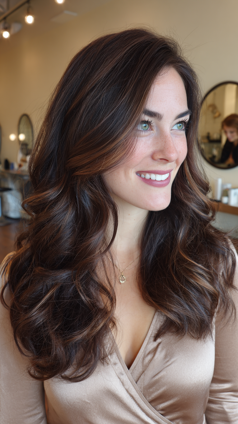Luxe Long Wavy Layers with Caramel Highlights