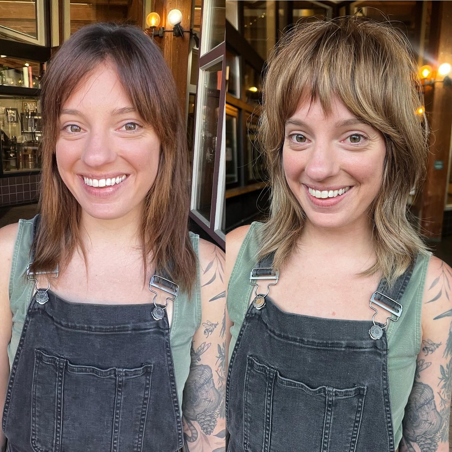 Modern Shaggy Lob with Textured Bangs