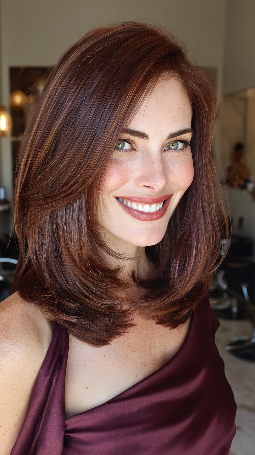 Radiant Long Layered Copper Cut with Face-Framing Highlights