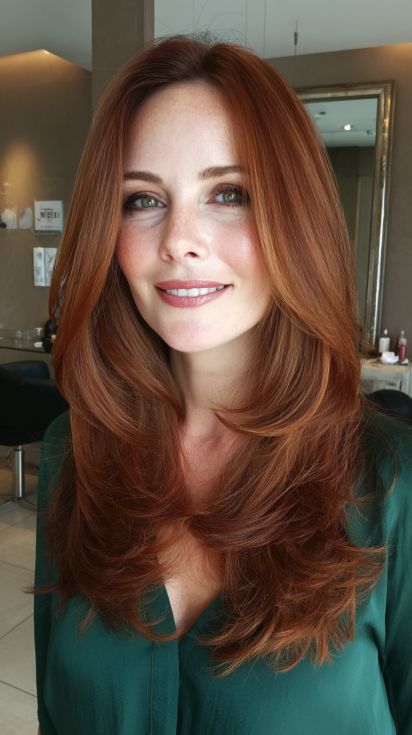 Radiant Long Layered Copper Waves