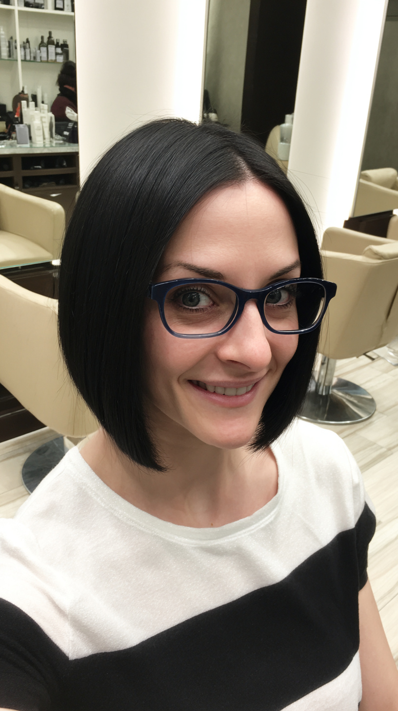 Sleek Blunt Bob with Glasses