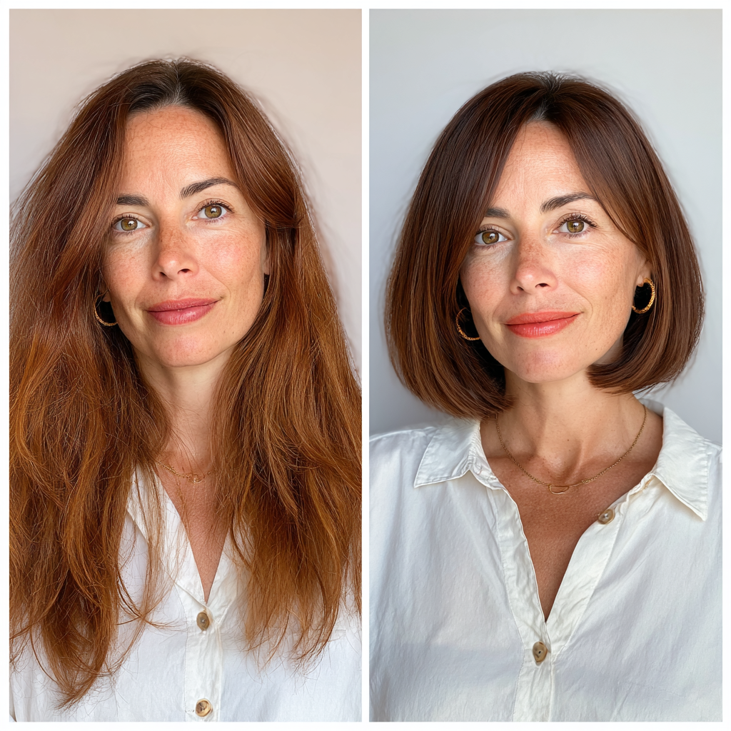 Sleek Blunt Bob with Rich Auburn Color