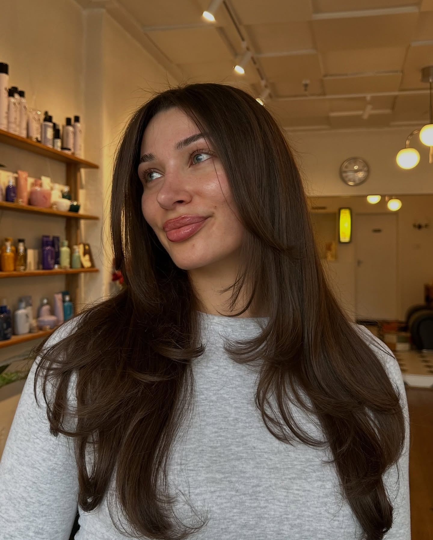 Sleek Long Layered Cut with Subtle Face-Framing Layers