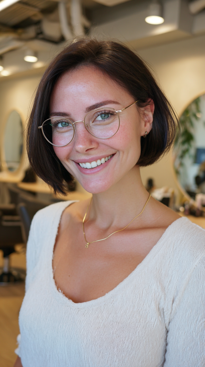 Sleek Textured Bob with Glasses