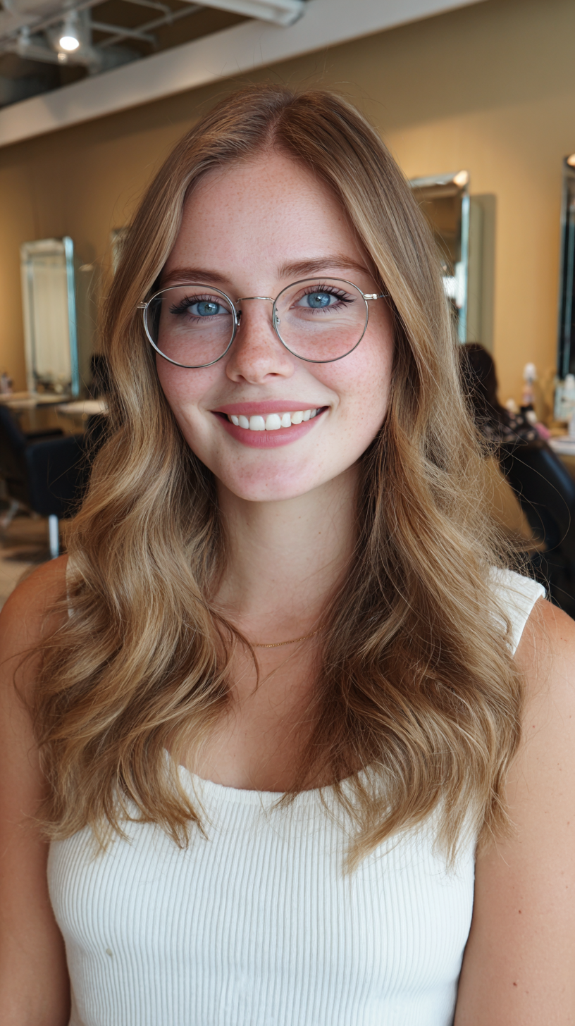 Softly Textured Beachy Waves with Glasses