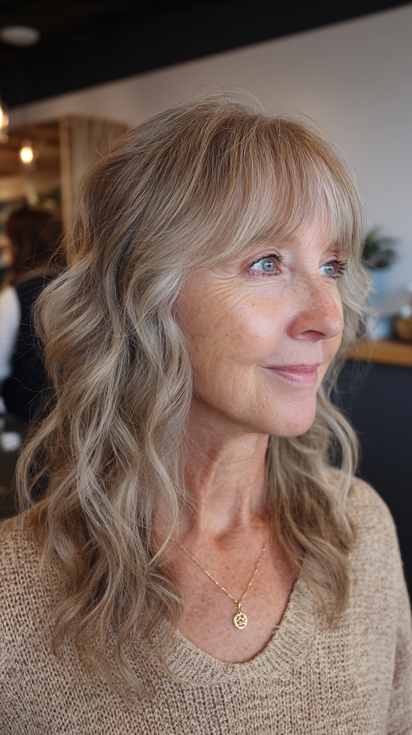 Softly Textured Blonde Boho Shag for Women Over 60