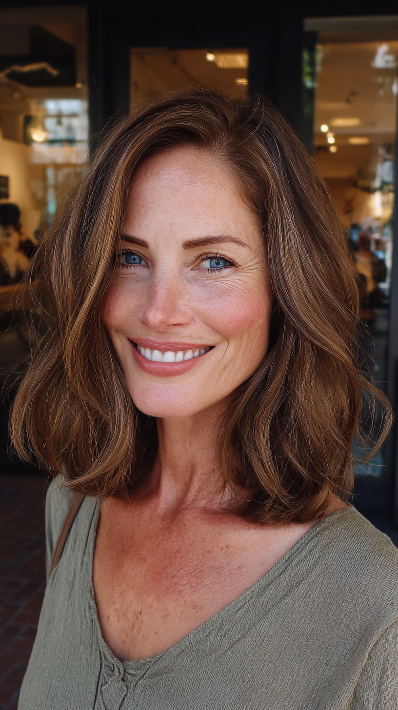 Softly Textured Shoulder-Length Cut with Natural Waves