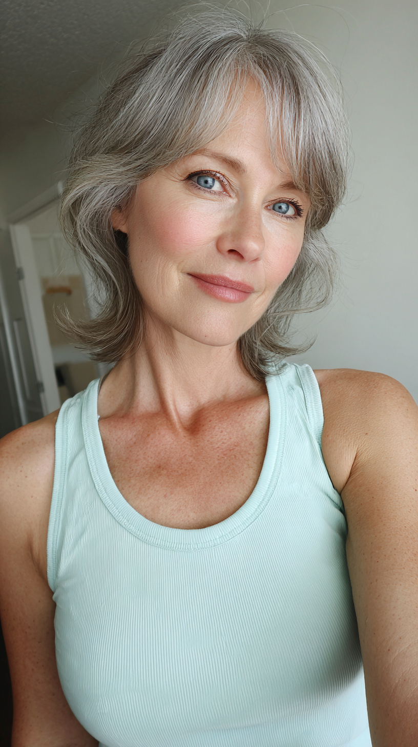 Stylish Textured Grey Shag with Face-Framing Layers