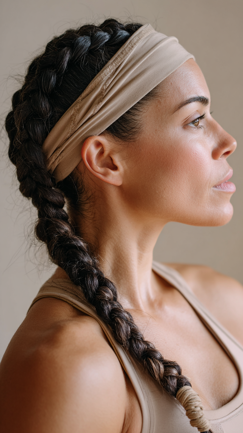Stylish Thick Braid with Headband for Active Lifestyles