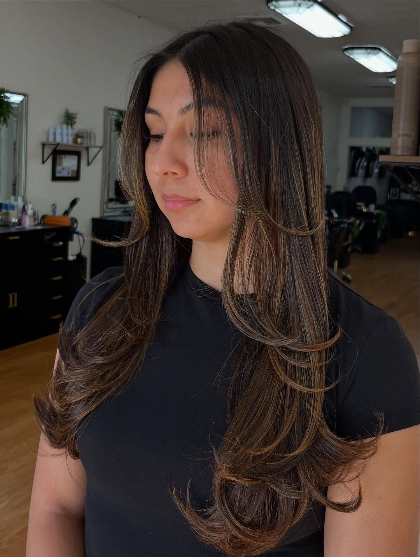 Subtle Layered Long Haircut with Glossy Highlights