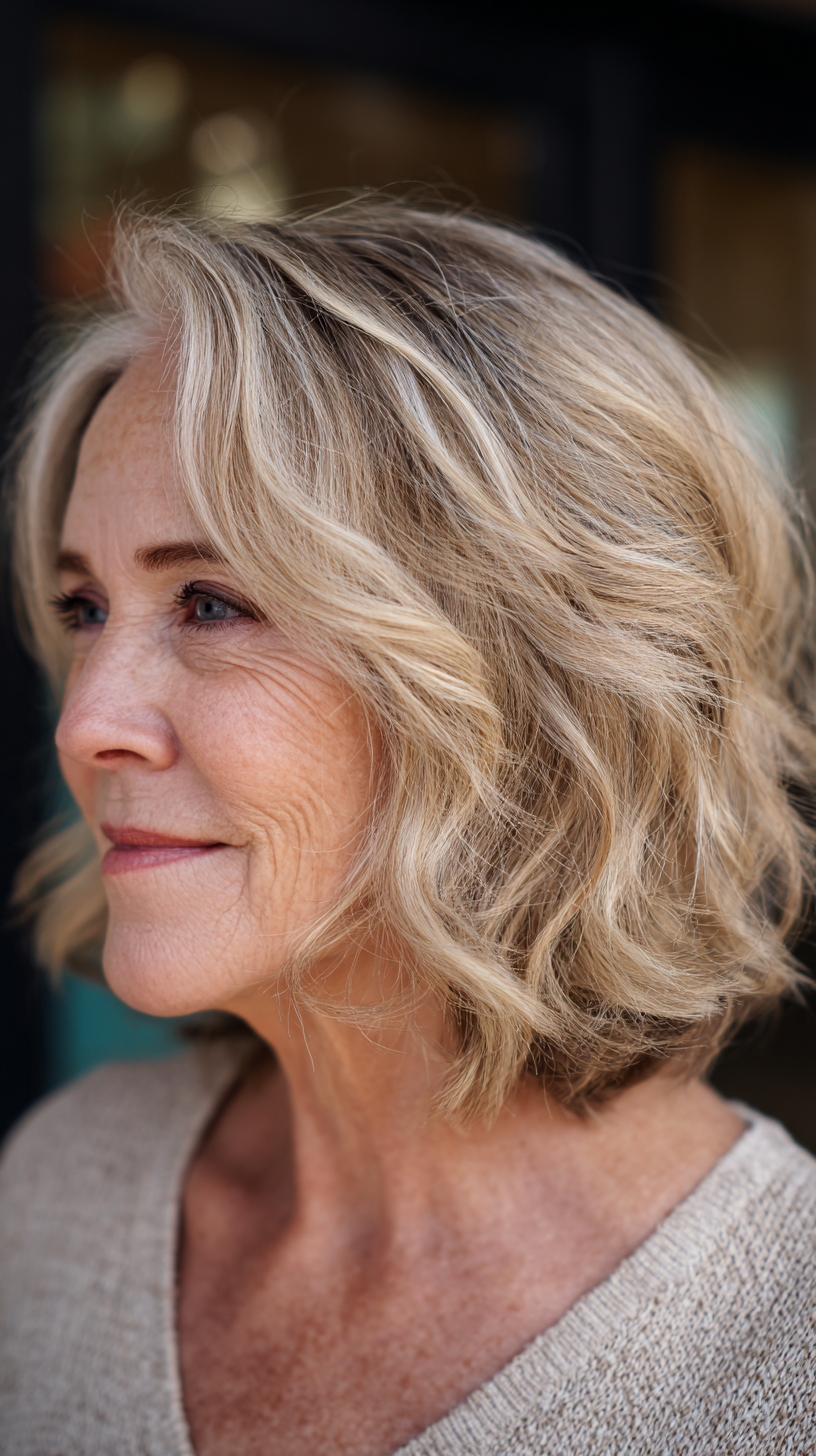 Textured Ash Blonde Boho Shag for Women Over 60