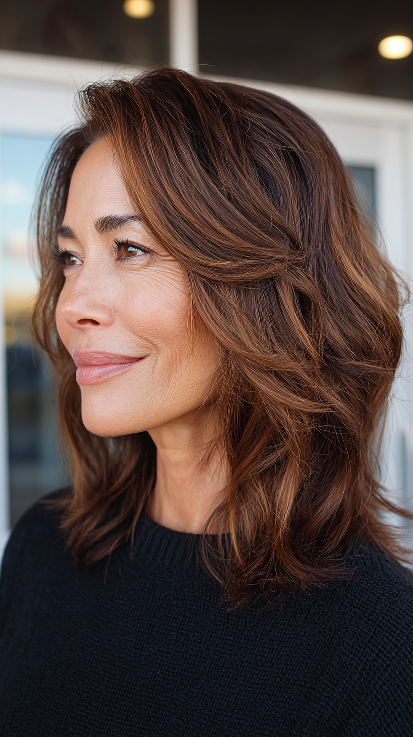 Textured Auburn Boho Shag for Women Over 60