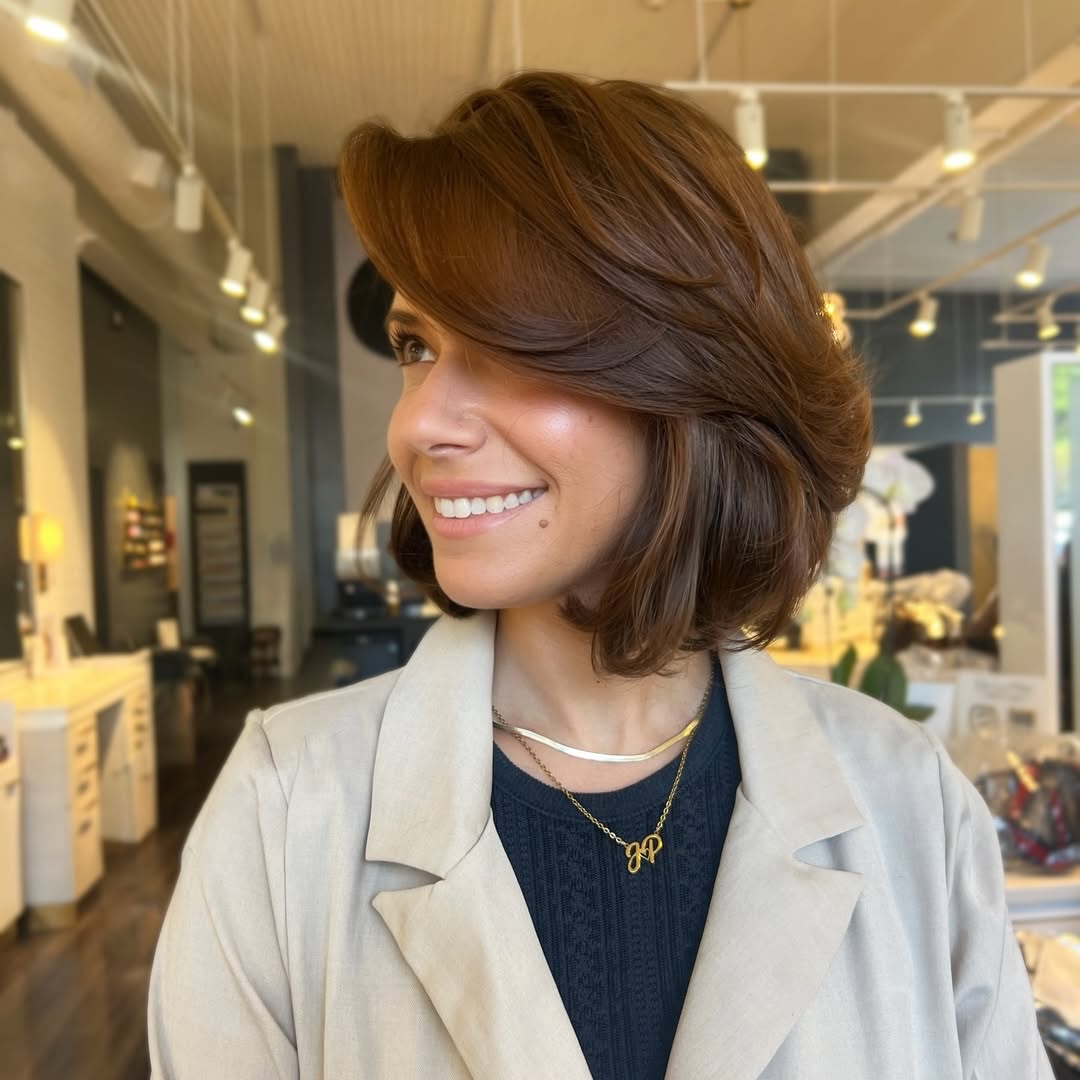 Textured Bob with Soft Side-Swept Bangs