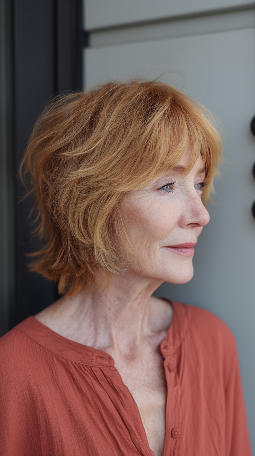 Textured Copper Shag with Face-Framing Layers