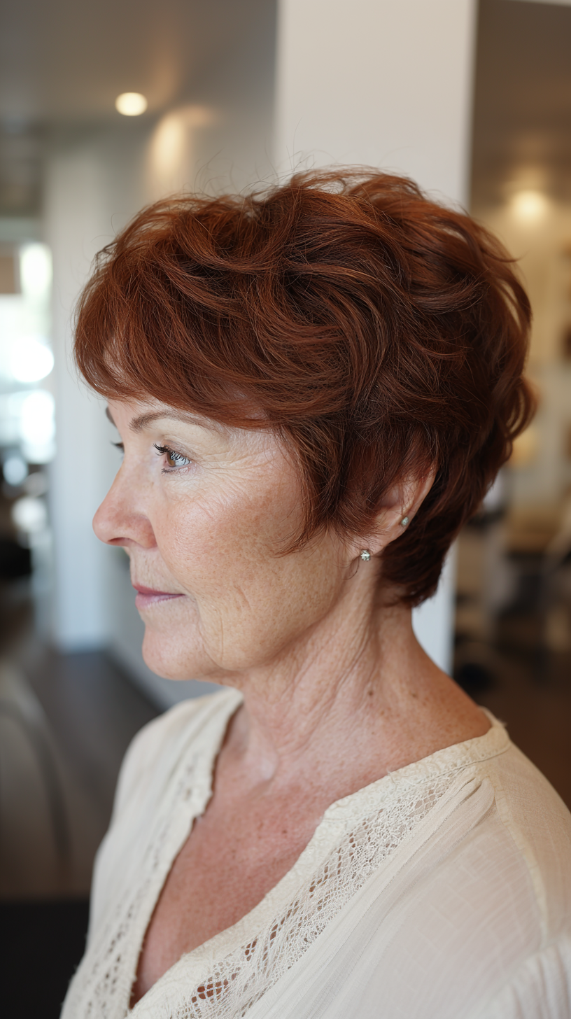 Textured Copper Shag with Soft Curls