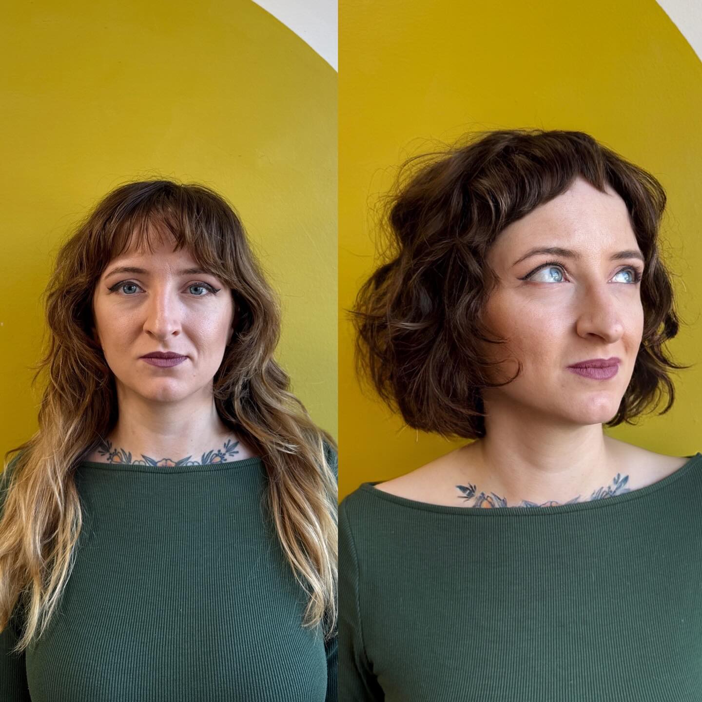 Textured Curly Lob with Bangs