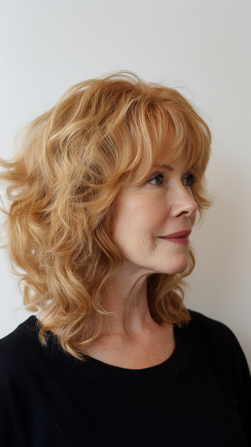 Textured Golden Copper Boho Shag for Women Over 60