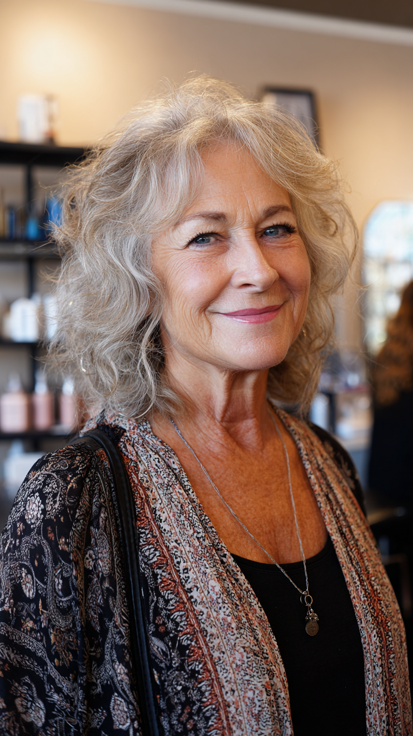 Textured Gray Boho Shag for Women Over 60